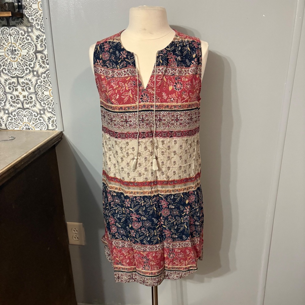 Beachlunchlounge Sleeveless Bohemian‎ Casual Summer V-Dress (Large)